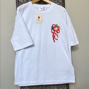 Emotionally Unavailable Balloon Boy Tee White Graphic Heart 100% Cotton XL NEW